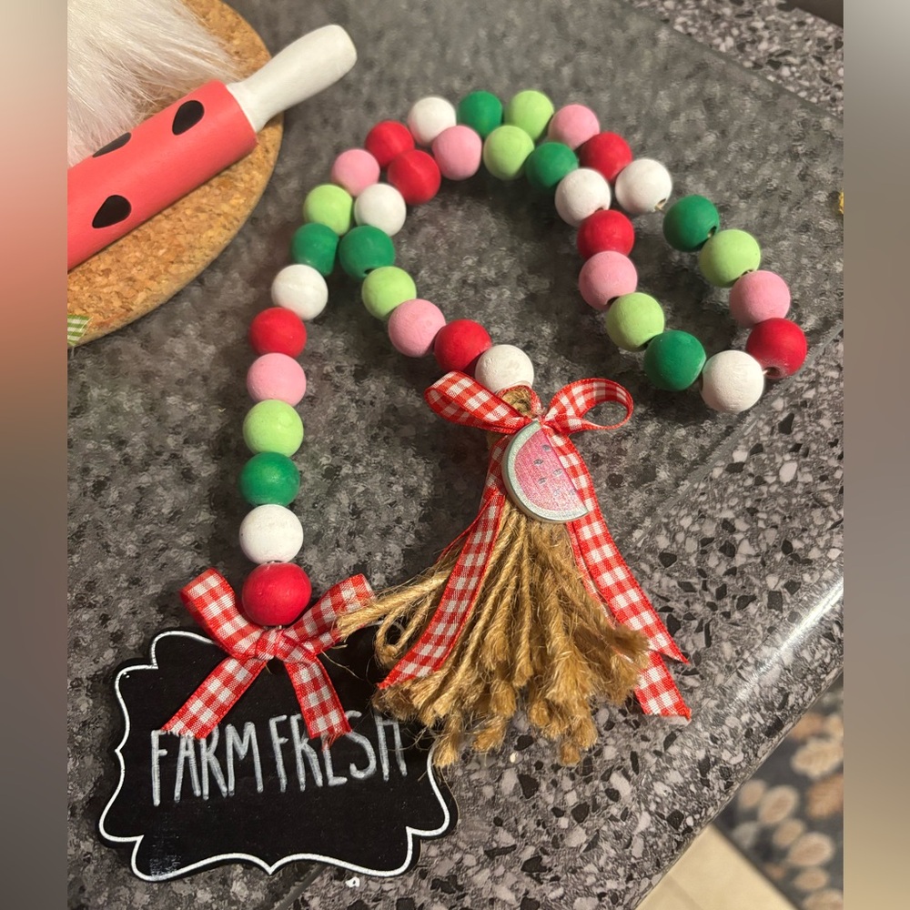 Farmhouse watermelon handmade wooden beads decor for tier trays